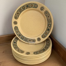9 x Kiln Craft 25cm Dinner Plates Bacchus 1970's Vintage Brown Retro Set