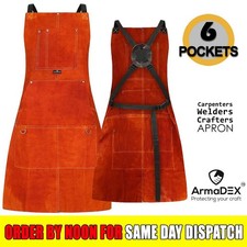 ArmaWEAR Leather Craft Apron 6 Pockets Premium Heavy Duty Protection Welding DIY