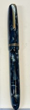 Vintage Burnham Blue Marbled Fountain Pen 14k Nib Lever Fill