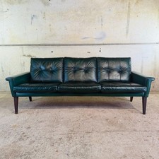 1970s Danish Svend Skippers Dark Green Leather Sofa – Sleek #A778