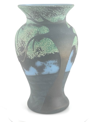 Okra glass cameo vase - okra,