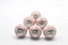 PINK CERAMIC Knobs x6 VINTAGE