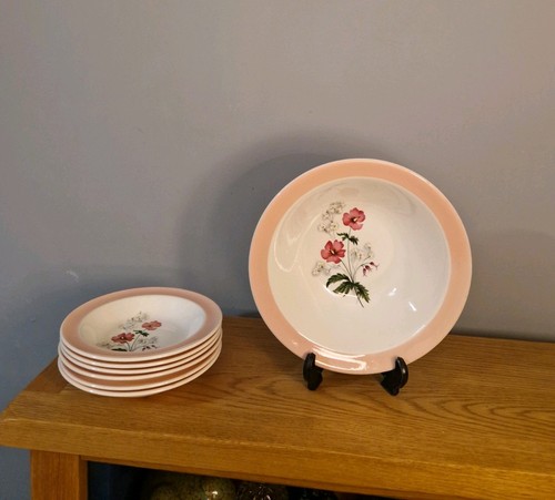 Set pink rimmed bowls - set,