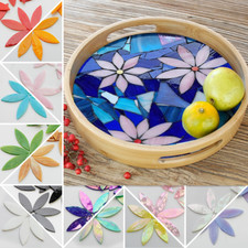 Mosaic Tiles Bulk Petal Leaves Shiny Stained Glass Piece DIY Craft Hand-cut