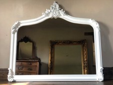 Matt White French Shabby Chic Swept Ornate Period Over Mantle Arch Wall Mirror 