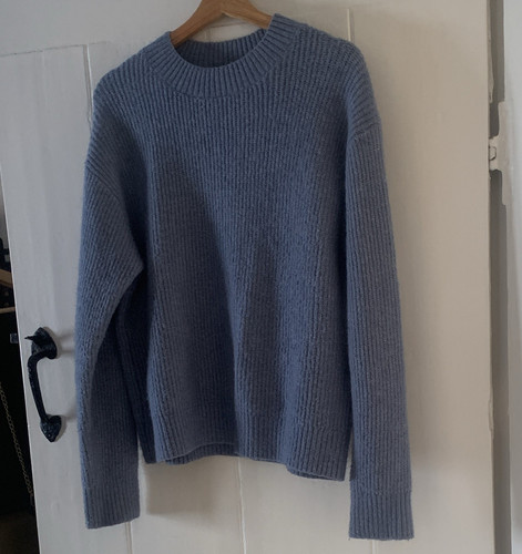 Blue ribbed knit - crew, neck