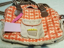 Yummy Mummy Baby Changing Bag Pink Lining Red Bows Nappy Changing Bag Used