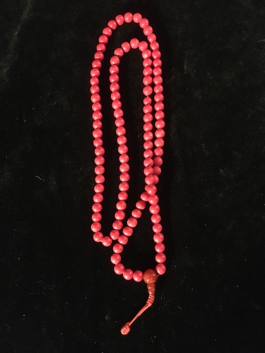 Red coral mala 7mm bead - red,