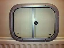 Horsebox Window 396mm x 299mm Side Slider Silver Powder (IWT Window)