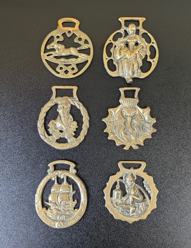 Vintage brass horse brasses - horse,