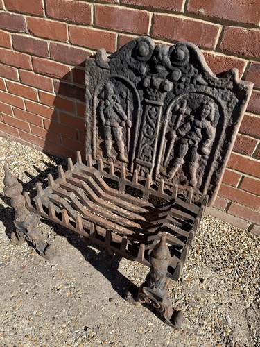 Antique fire grate dogs - fire, grate,