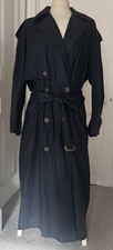 Vintage Anne Klein II Rainwear black trench long raincoat UK 10