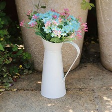 Vintage Flower Vase Shabby Chic Flower Vase Enamel Tin Pitcher Jug Flower Pot