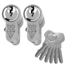 Yale Keyed Alike Anti Bump Euro Cylinder uPVC Door Lock Pair of Barrels Same Key