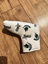 Michigan State Spartans MSU Sparty Blade Putter Headcover Leather Golf White