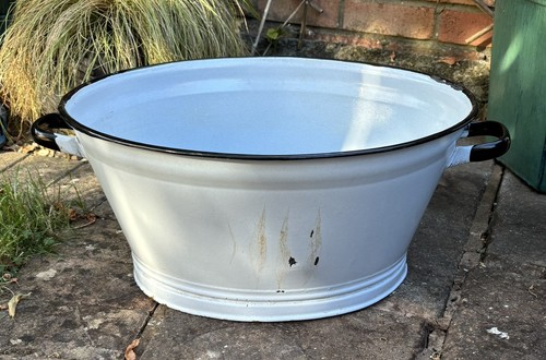 Vintage white enamel large - vintage,