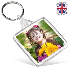 Premium Clear Acrylic Blank Keyrings Key Fobs 38 x 38 mm | Square Photo
