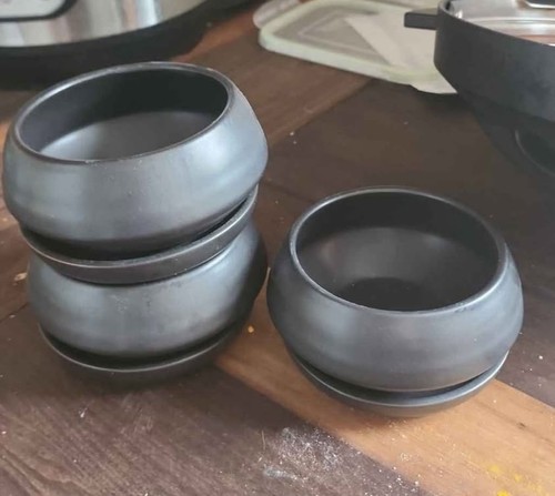 Ceramic black round plant bowl - ceramic,