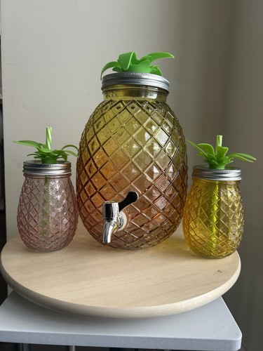 Pineapple shaped glass drink - pineapple,
