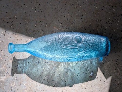 Vintage aqua blue glass bottle - aqua,