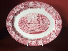 Enoch Woods Pink English Scenery Oval Serving Dish