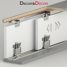 1500mm Sliding Wardrobe Door Track System Kit 75kg Per Door Rail For 2 Doors