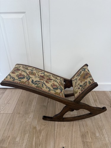 Vintage oak rocking foot stool - oak,