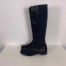 Stuart Weitzman Black Leather Tall Pull On Riding Boots
