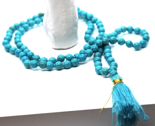 Indian turquoise gemstone mala - turquoise,