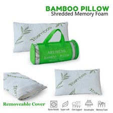 Bamboo Pillow Shredded Memory Foam Antiallergy Orthopedic Neck Back Head Support