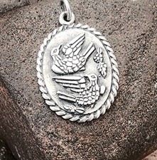 Retired James Avery 2 Dove Medallion Bird Pendant Sterling Silver