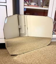 Vintage Mid Century Rectangular Bevelled Edge Wall Hanging Mirror On Chain 1950s