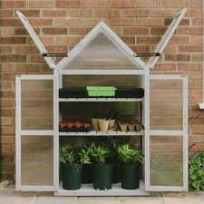 Gardman Greenhouse Grow House In Dove Grey Solid Wood Polycarbonate Glazing