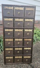 Antique Oak File Cabinet Globe Wernicke 18 Drawer Apothecary Pharmacy Store 30" 