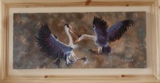 Original Irish FRAMED Acrylic Painting by Artist CORINA HOGAN - Herons