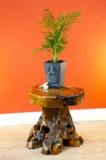 Root Wood Table 40cm Wood Side Table Tree Trunk Teak Rustic