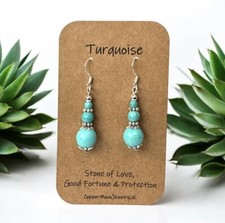 Turquoise Earrings 925 Sterling Silver Earrings Dangle Drop Earrings Gemstone