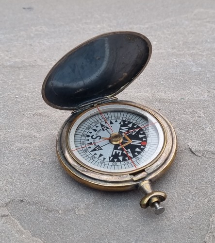 Antique military brass compass - brass,