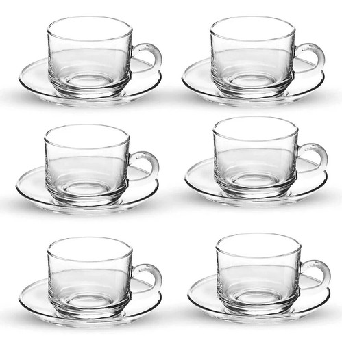12pc glass cup mug saucer - glass, &