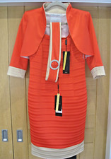 Luis Civit Red & Gold Occasion Sleeveless Dress & Bolero Jacket UK10 *BRAND NEW*