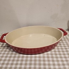 Staub Oval Ceramic Baking Dish Red Roasting Casserole 29x20cm 11x8 Inches
