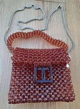 TED BAKER Pink/Plum Crystal Beads Occasion Bag BNWOT Chain /Grab Handle Logo 