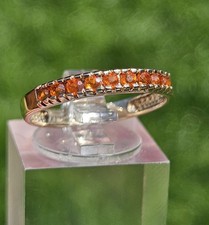 9ct Yellow Gold Fire Opal Half Eternity Ring. Hallmarked. Size P