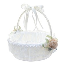 WEDDING CEREMONY SATIN FLOWER GIRL BASKET LACE ELEGANT FLOWER GIRL BASKET