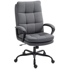 HOMCOM Fabric Office Chair, Computer Desk Chair for Home, Charcoal Grey