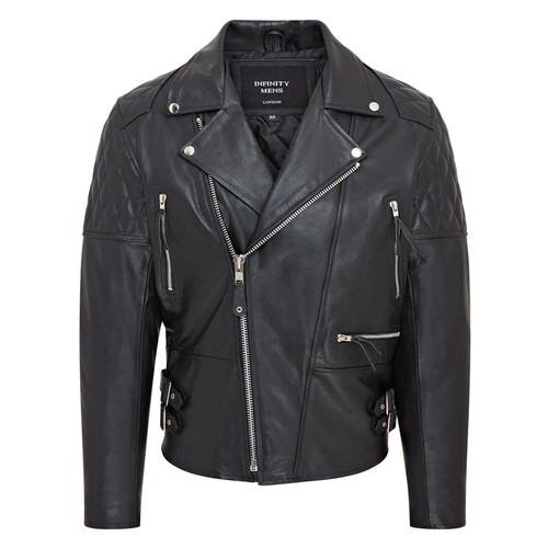 Men black biker leather - men's,