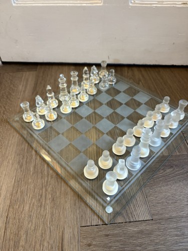 Glass chess set board - set,
