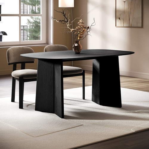 Black wooden dining table - black,