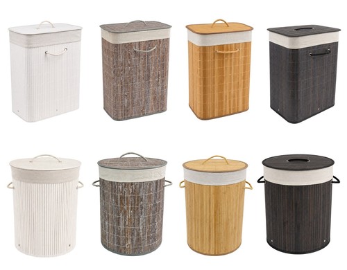 Bamboo folding laundry basket - bamboo,