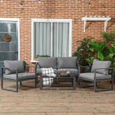 Garden Sofa Chair Set 4Pieces Patio Furniture Armchair Bench Side Coffee Table